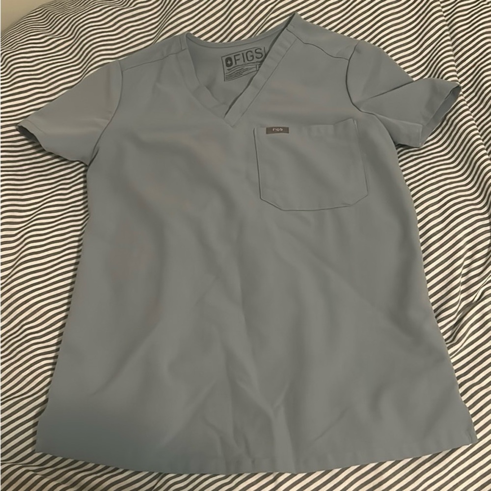 Figs Dusty Blue Catarina Top - XXS